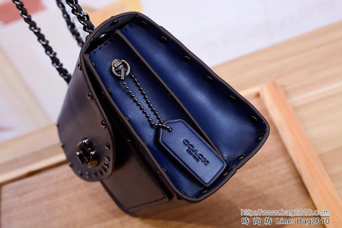 COACH蔻馳 正品代購 2018新款 35566 水晶鉚釘牛皮Parker 單肩斜挎女包  Chz1510